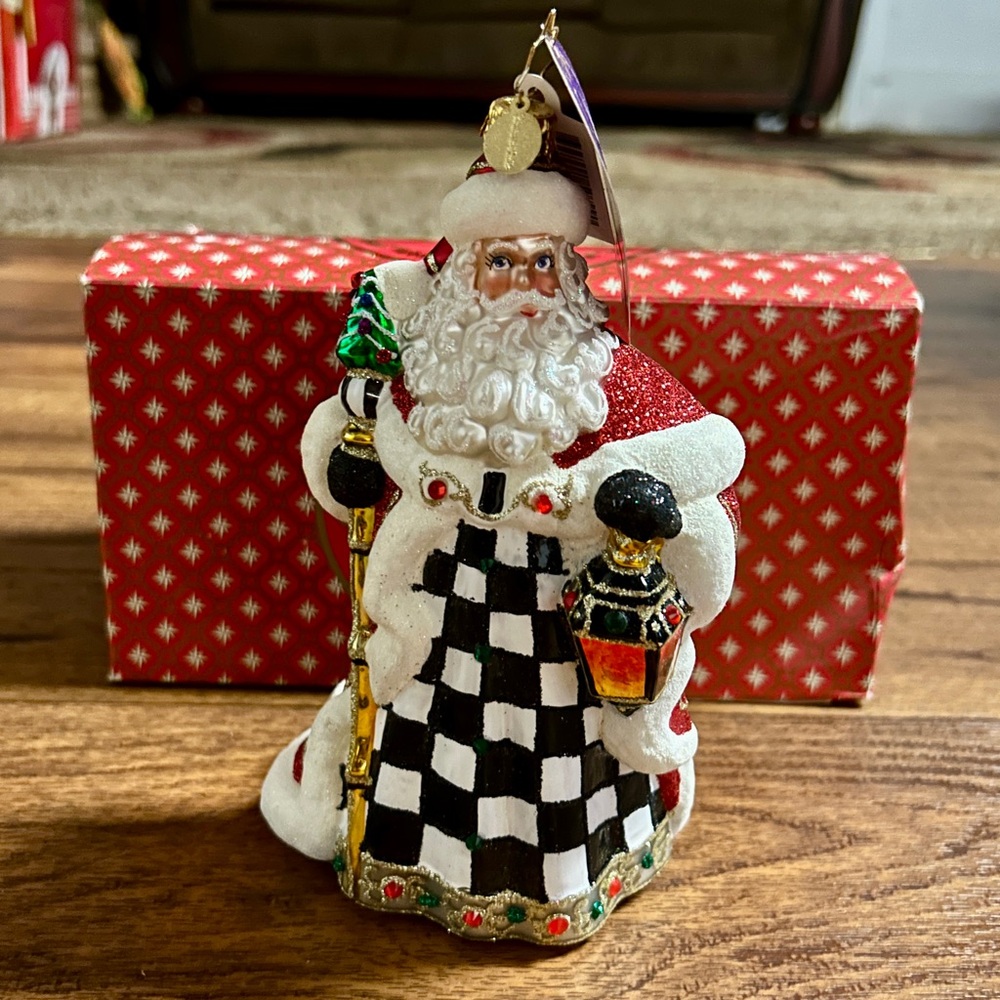 Christopher Radko (Miss Caycee’s) ~ Red/Black Santa Claus ~ Glass Ornament ~ New - Picture 3 of 16